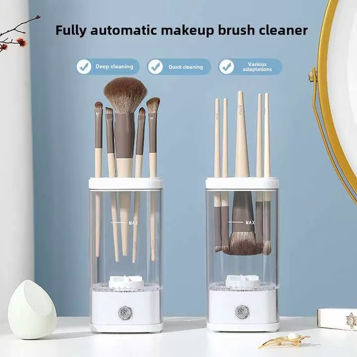 Automatic Electric Makeup Brush Cleaner Machine Plastic Storage Box Organizer Bucket Lazy Sponge Powder Puff Cake Cleaning Tool