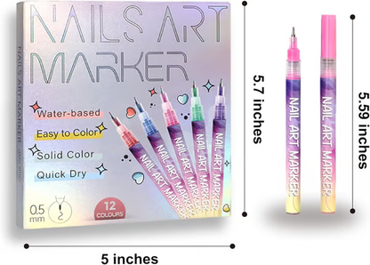 🎨12 Colors Nail Art Pens Set