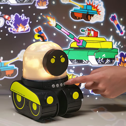 2025 New Robot Tank LED Starry Sky Projector Mini Music Box Night Light
