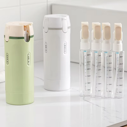 Plastic Travel Refillable Bottle Set with 4x30ml Pump Dispensers in Organizer Case for Liquid Toiletries