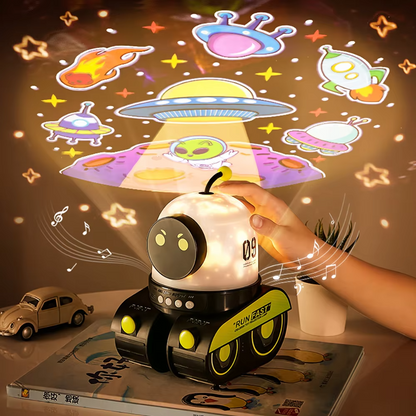 2025 New Robot Tank LED Starry Sky Projector Mini Music Box Night Light