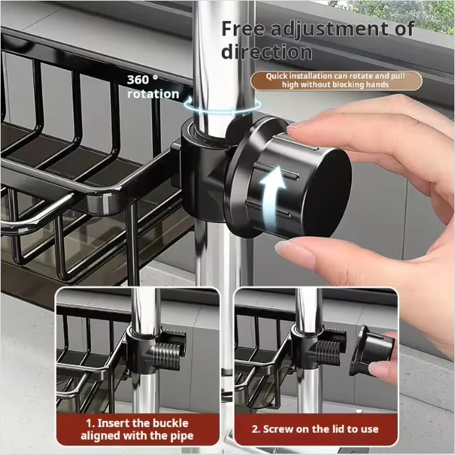 Faucet Storage Rack, Metal Sink Storage Rack with Fixed Bracket