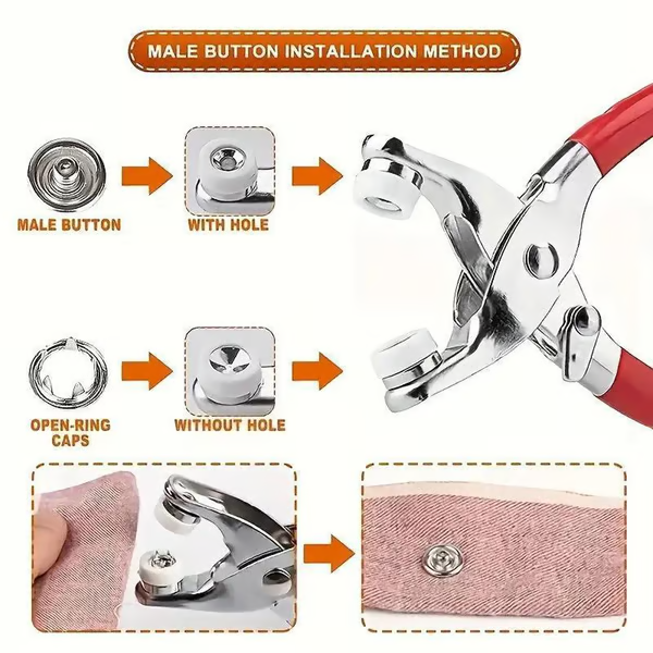 Metal Snap Buttons with Fastener Pliers Kit