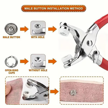 Metal Snap Buttons with Fastener Pliers Kit