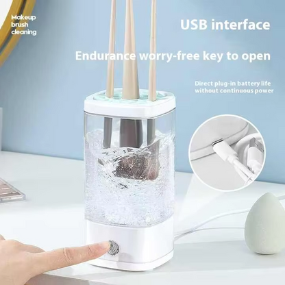 Automatic Electric Makeup Brush Cleaner Machine Plastic Storage Box Organizer Bucket Lazy Sponge Powder Puff Cake Cleaning Tool