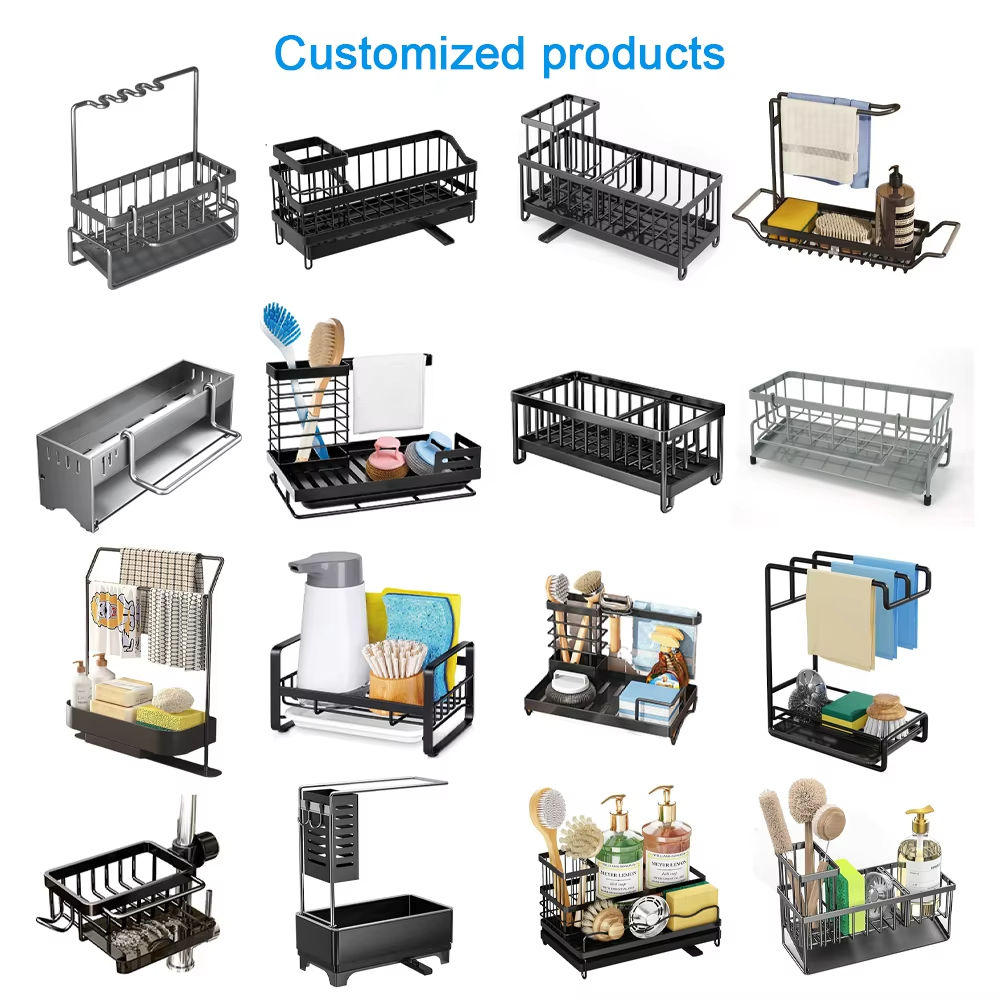 Faucet Storage Rack, Metal Sink Storage Rack with Fixed Bracket