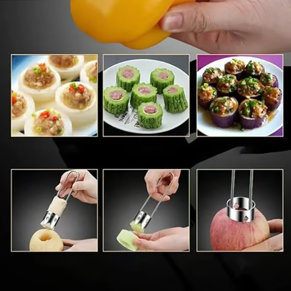 2 Pcs Fruit and Vegetable Corer Tool, Red Bell Pepper Seed Corer, Stainless Steel Fruite Corer