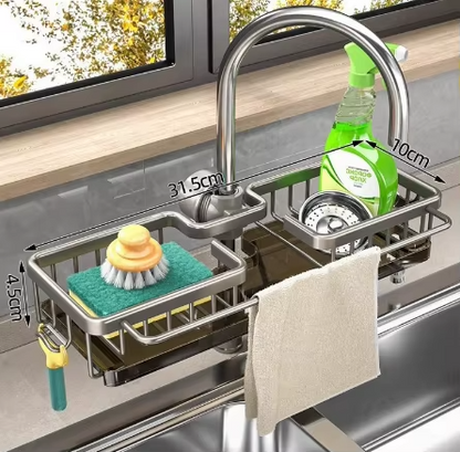 Faucet Storage Rack, Metal Sink Storage Rack with Fixed Bracket
