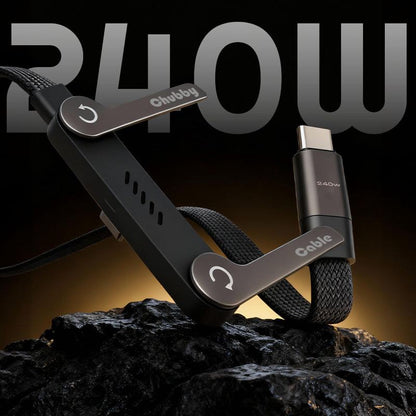 ChubbyCable StandLite™ - 240W Braided Fast Charge Cable With Built-in Phone Stand