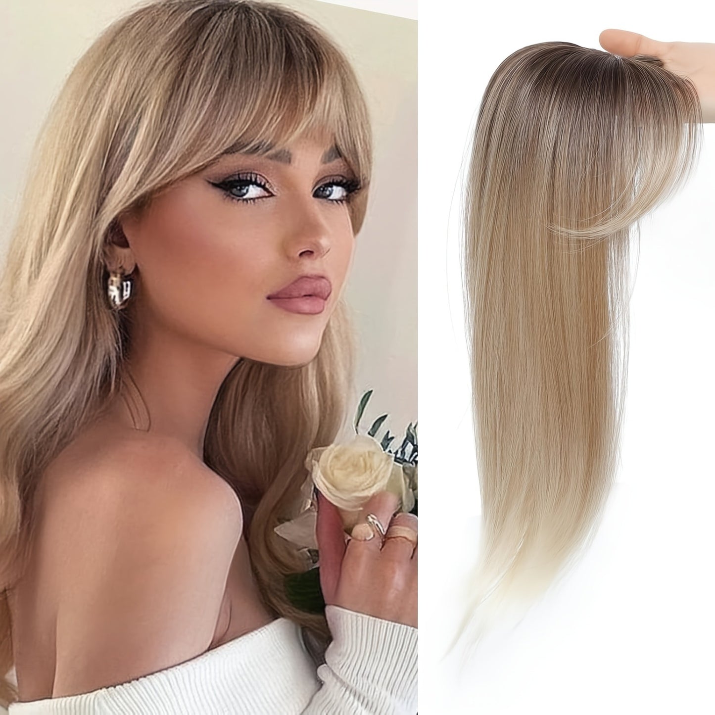 🔥🔥Last Day:360° 3D hair extensions with a natural, voluminous look, hair clips, and bangs.