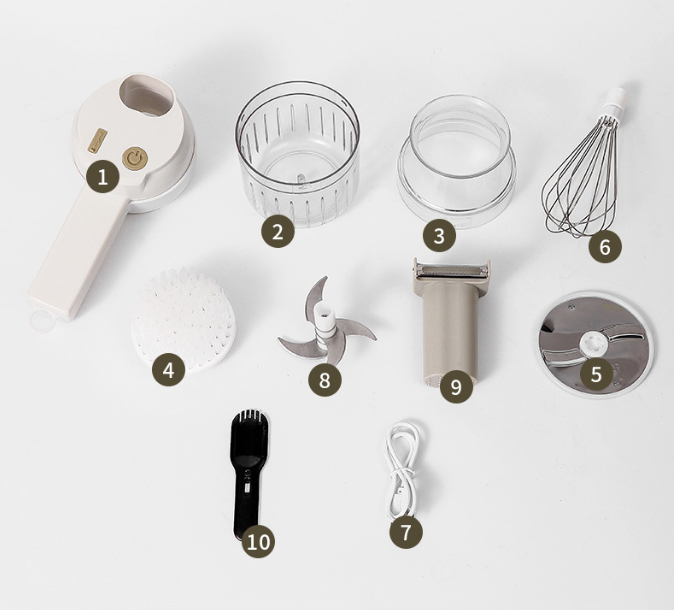 🥗4-in-1 Multifunctional Cordless Electric Food Processor | Chop onions, mince garlic, beat eggs – all in one machine