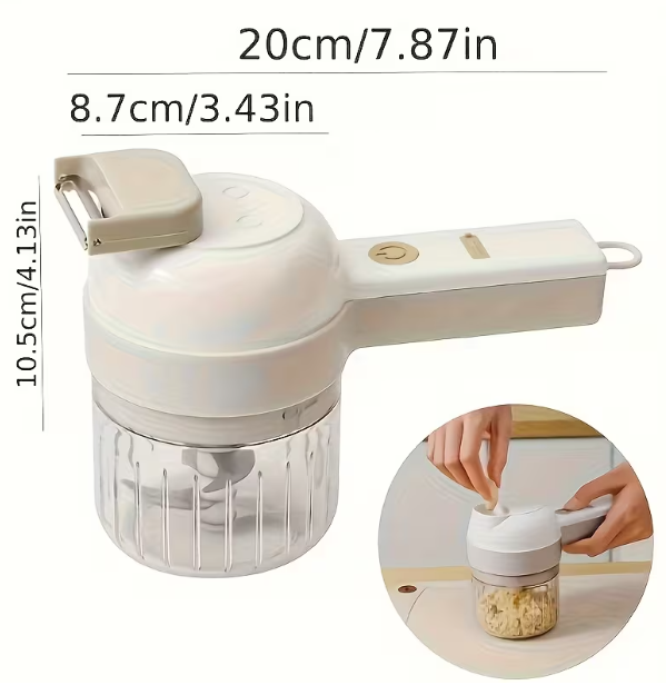 🥗4-in-1 Multifunctional Cordless Electric Food Processor | Chop onions, mince garlic, beat eggs – all in one machine