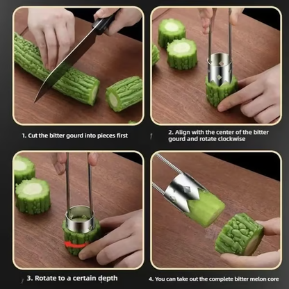 2 Pcs Fruit and Vegetable Corer Tool, Red Bell Pepper Seed Corer, Stainless Steel Fruite Corer