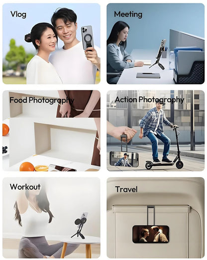 Magnetic Phone Tripod for iPhone, MA38 Portable Phone Holder Mini Tripod for Magsafe