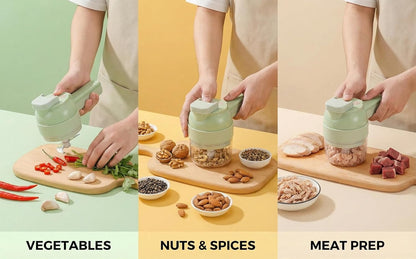 🥗4-in-1 Multifunctional Cordless Electric Food Processor | Chop onions, mince garlic, beat eggs – all in one machine
