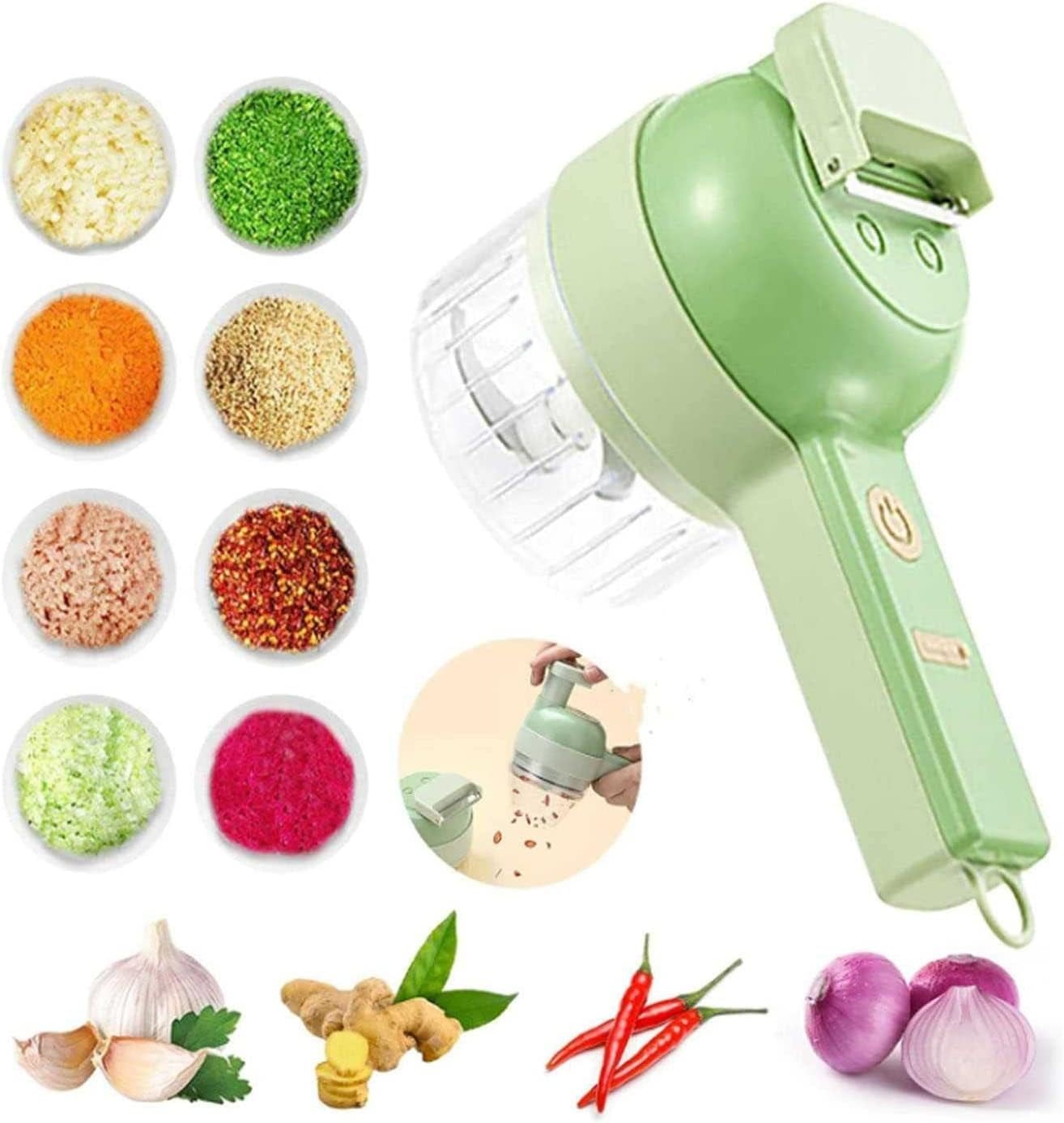 🥗4-in-1 Multifunctional Cordless Electric Food Processor | Chop onions, mince garlic, beat eggs – all in one machine