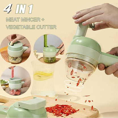 🥗4-in-1 Multifunctional Cordless Electric Food Processor | Chop onions, mince garlic, beat eggs – all in one machine